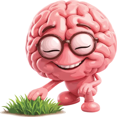 App blocker for doomscrolling — BrainWin mascot touching grass instead of scrolling