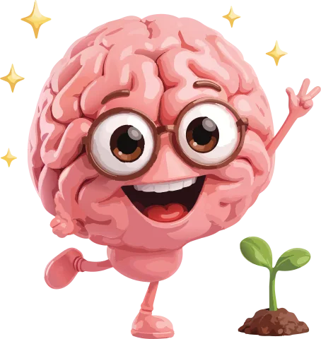 BrainWin mascot happily holding the key to the locked apps