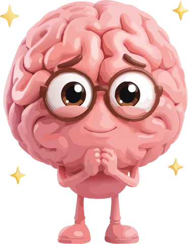 Gamified app blocker — BrainWin brain mascot waving hello next to a locked app list
