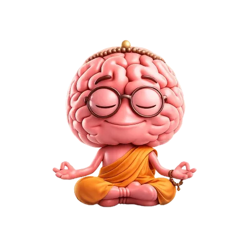 Gamified screen time app — BrainWin mascot meditating while distracting apps stay locked