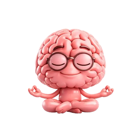Anti Procrastination App — BrainWin mascot balanced in zen, enjoying earned scrolling in moderation